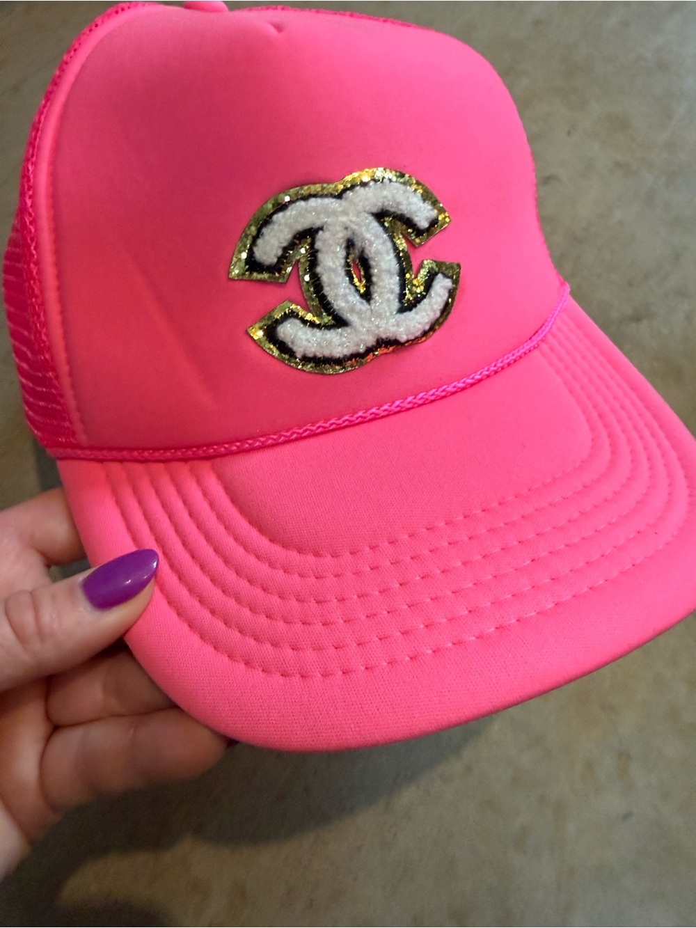 Chanel Pink Logo Trucker Hat